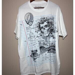 Liquid Blue 🧠 “Grateful Dead Notebook Skeleton” Graphic Tee – Size XL